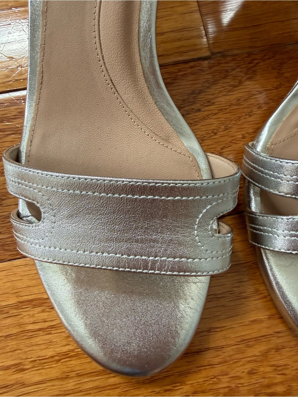 Cole Haan Metallic Silver Block Heel Sandals - Picture 3 of 6